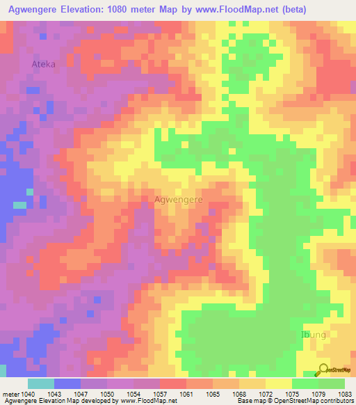 Agwengere,Uganda Elevation Map