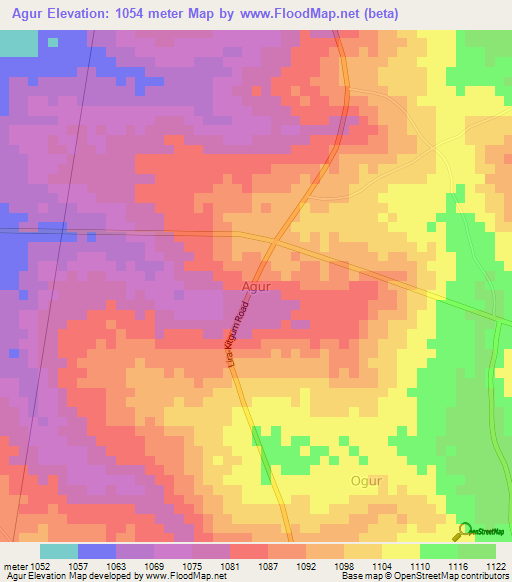 Agur,Uganda Elevation Map