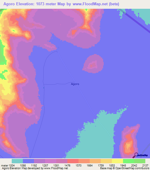 Agoro,Uganda Elevation Map