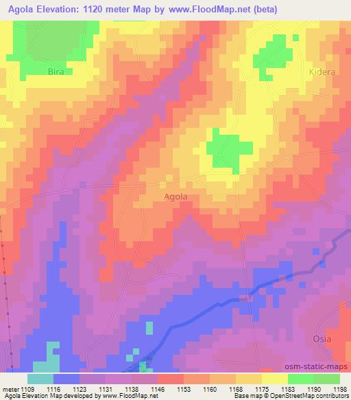 Agola,Uganda Elevation Map