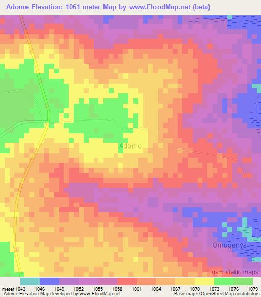 Adome,Uganda Elevation Map