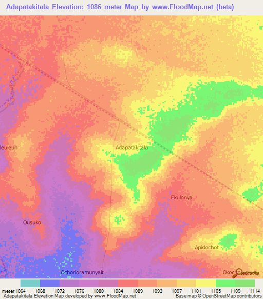 Adapatakitala,Uganda Elevation Map