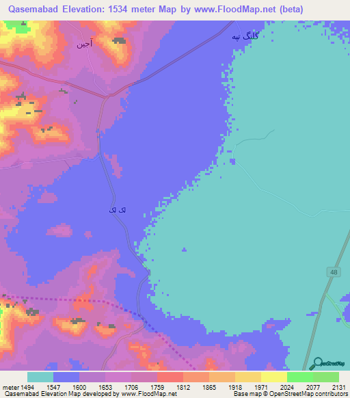Qasemabad,Iran Elevation Map
