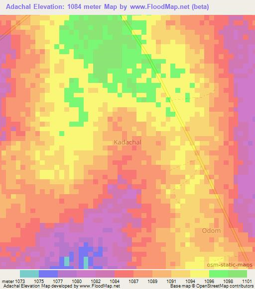 Adachal,Uganda Elevation Map
