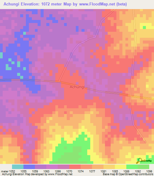 Achungi,Uganda Elevation Map