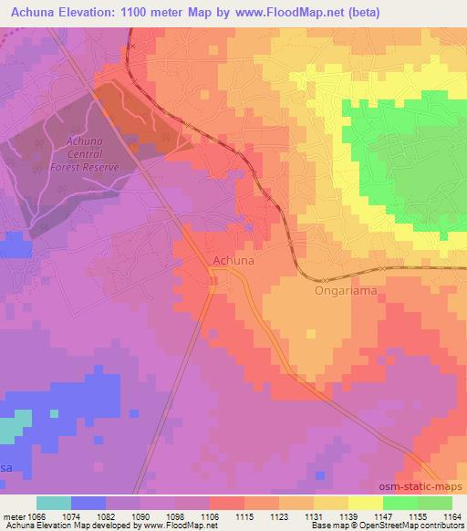 Achuna,Uganda Elevation Map
