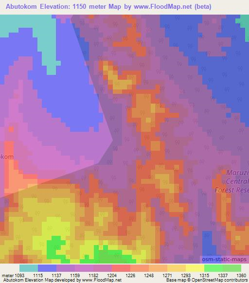 Abutokom,Uganda Elevation Map