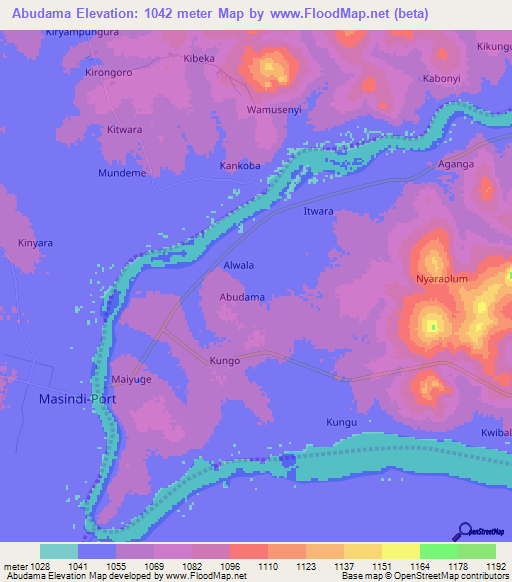 Abudama,Uganda Elevation Map