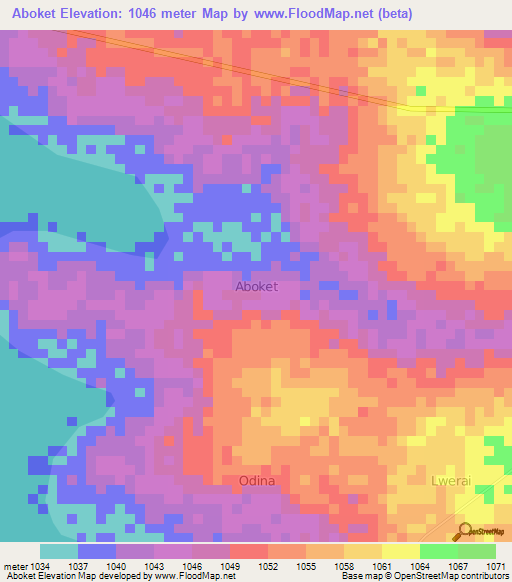Aboket,Uganda Elevation Map