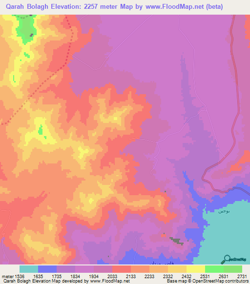 Qarah Bolagh,Iran Elevation Map