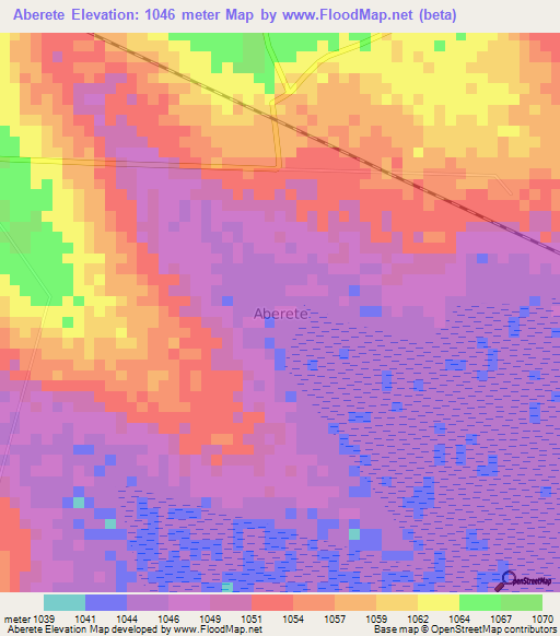 Aberete,Uganda Elevation Map