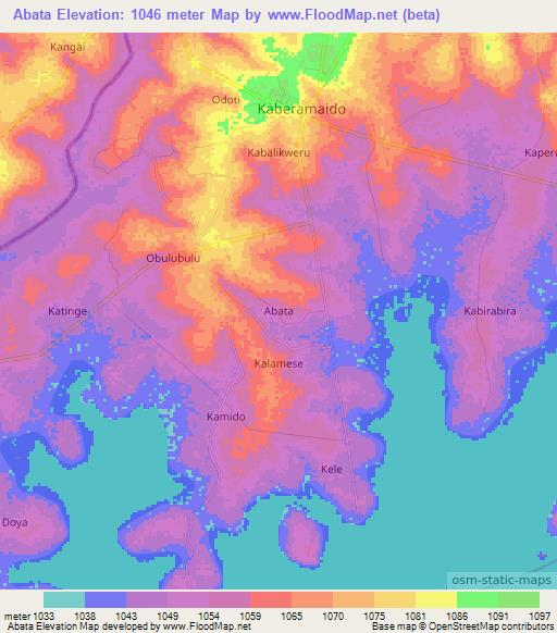 Abata,Uganda Elevation Map