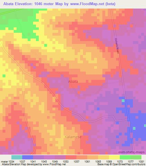 Abata,Uganda Elevation Map