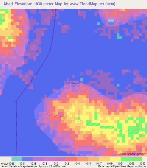 Abari,Uganda Elevation Map