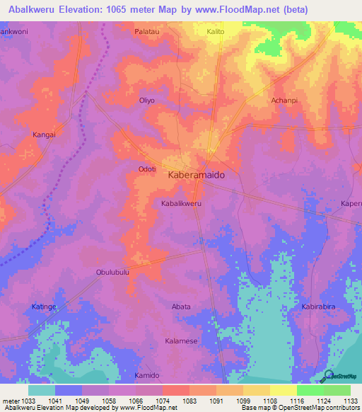 Abalkweru,Uganda Elevation Map