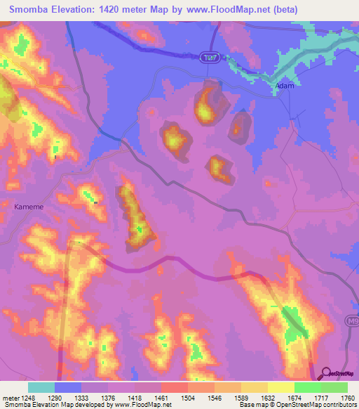 Smomba,Malawi Elevation Map