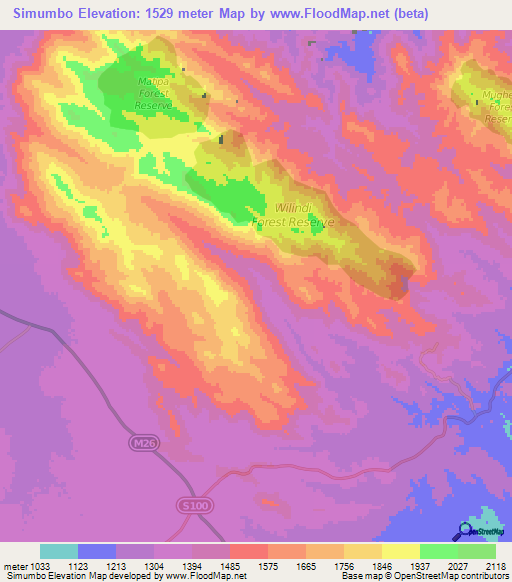 Simumbo,Malawi Elevation Map