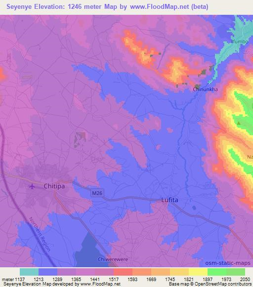 Seyenye,Malawi Elevation Map