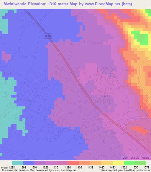 Mwiniwanda,Malawi Elevation Map