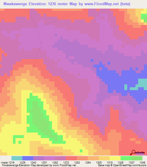 Mwakawenge,Malawi Elevation Map