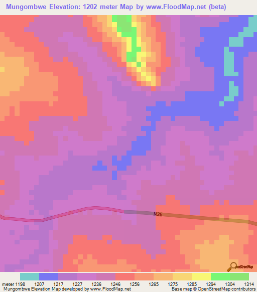 Mungombwe,Malawi Elevation Map