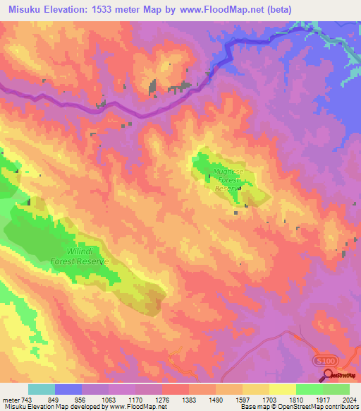 Misuku,Malawi Elevation Map