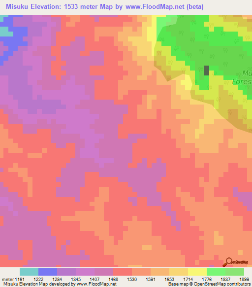 Misuku,Malawi Elevation Map