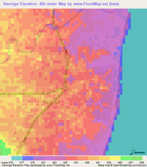 Karonga,Malawi Elevation Map