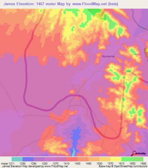 James,Malawi Elevation Map