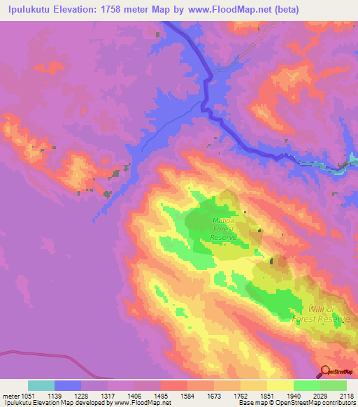 Ipulukutu,Malawi Elevation Map