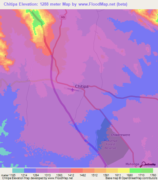 Chitipa,Malawi Elevation Map