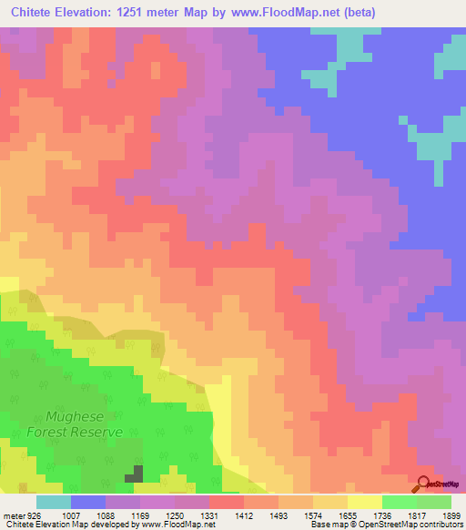 Chitete,Malawi Elevation Map