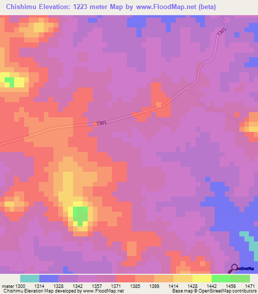 Chishimu,Malawi Elevation Map
