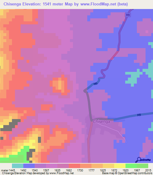 Chisenga,Malawi Elevation Map