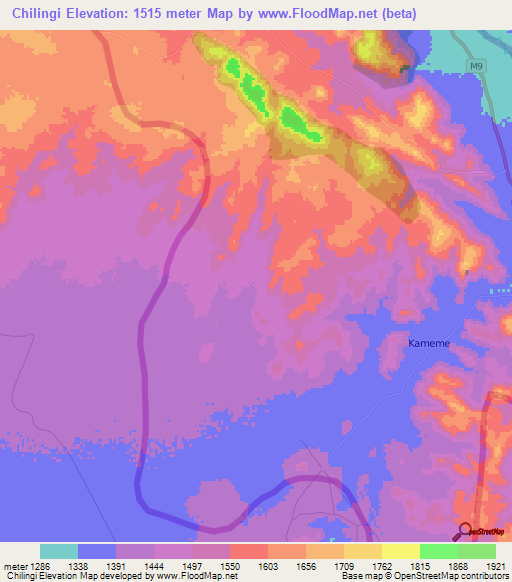 Chilingi,Malawi Elevation Map