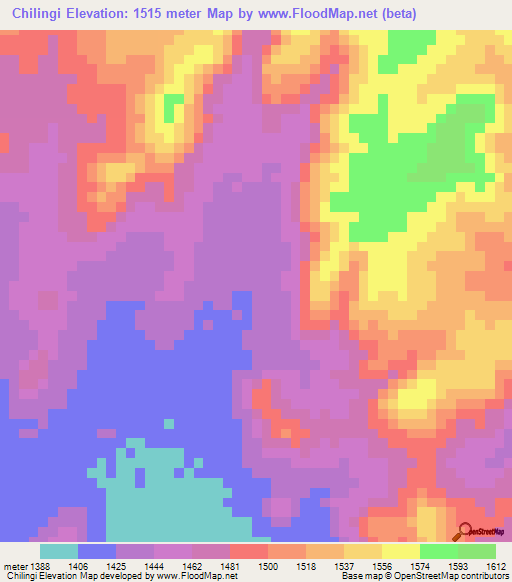 Chilingi,Malawi Elevation Map