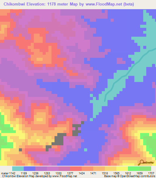 Chikombwi,Malawi Elevation Map
