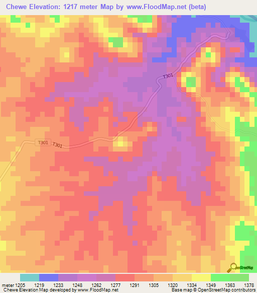 Chewe,Malawi Elevation Map