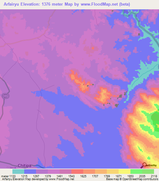 Arfairyu,Malawi Elevation Map