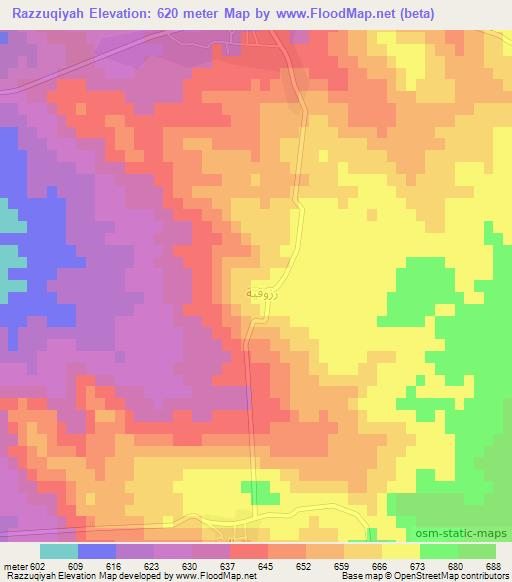 Razzuqiyah,Syria Elevation Map
