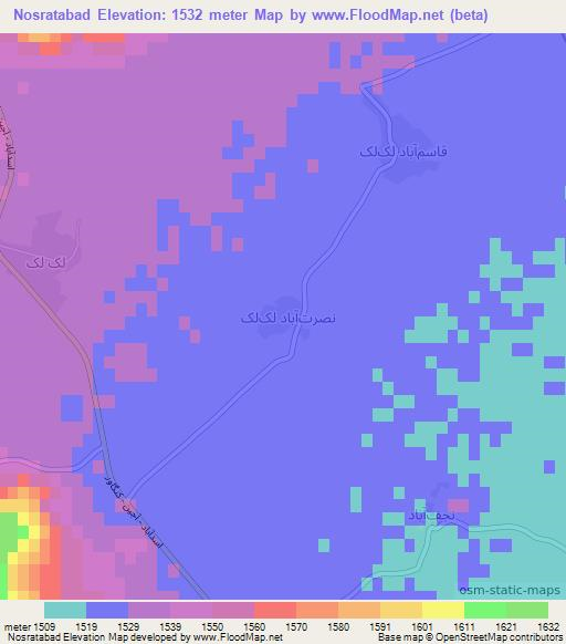 Nosratabad,Iran Elevation Map