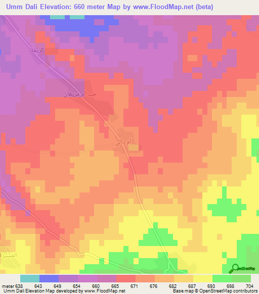 Umm Dali,Syria Elevation Map
