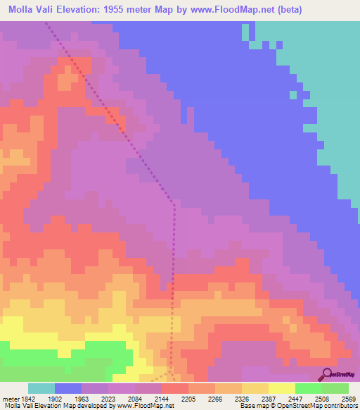 Molla Vali,Iran Elevation Map
