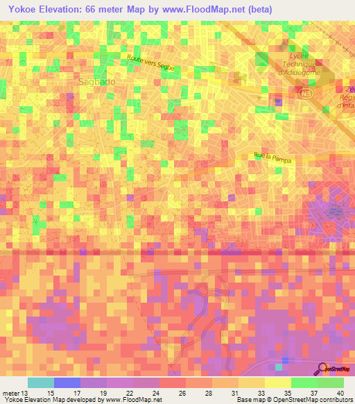 Yokoe,Togo Elevation Map