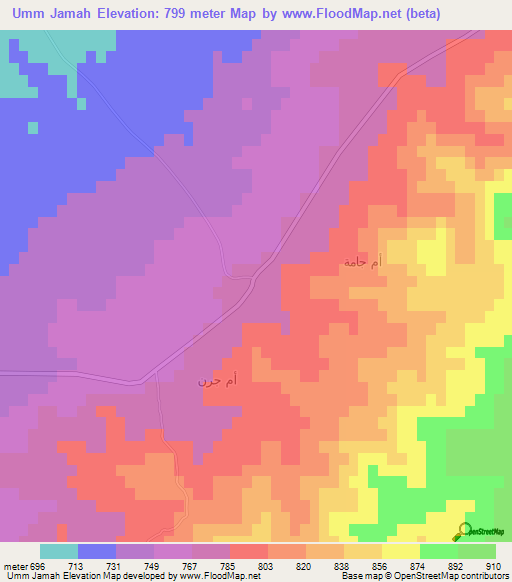 Umm Jamah,Syria Elevation Map