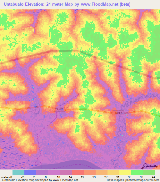 Untabualo,Guinea-Bissau Elevation Map