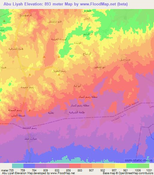 Abu Liyah,Syria Elevation Map