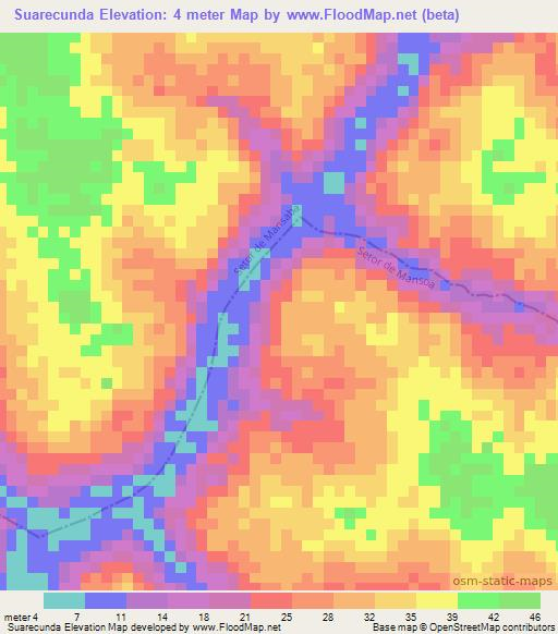 Suarecunda,Guinea-Bissau Elevation Map