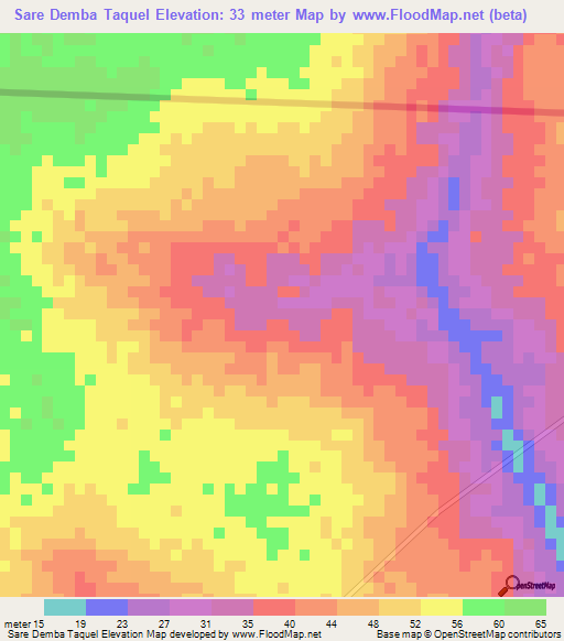 Sare Demba Taquel,Guinea-Bissau Elevation Map