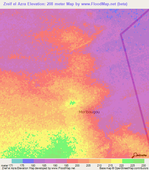Zreif el Azra,Mauritania Elevation Map